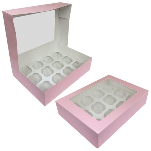 DISPLAY CUPCAKE BOX | 12 HOLES | PINK | UNCOATED CARDBOARD | RETAIL PACK