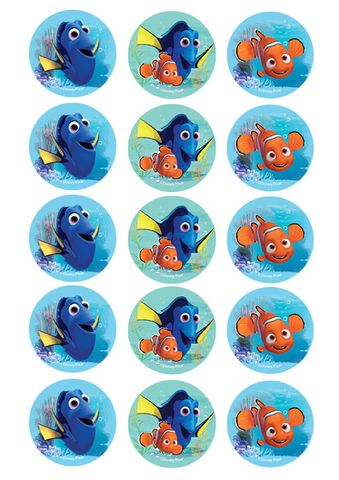 FINDING DORY 2 INCH/5CM CUPCAKE IMAGE SHEET - 15 PER SHEET