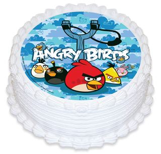 ANGRY BIRDS ROUND EDIBLE ICING IMAGE - 6.3 INCH / 16CM