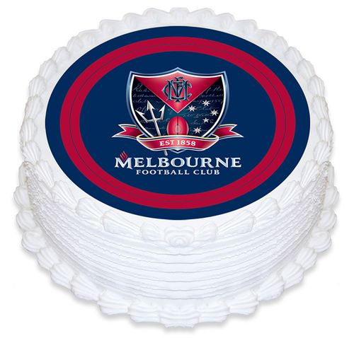 AFL MELBOURNE DEMONS ROUND EDIBLE ICING IMAGE - 6.3 INCH / 16CM