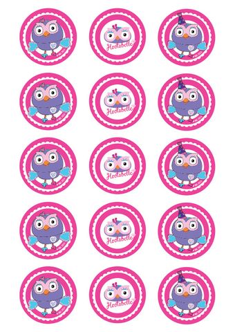 HOOTABELLE 2 INCH/5CM CUPCAKE IMAGE SHEET - 15 PER SHEET