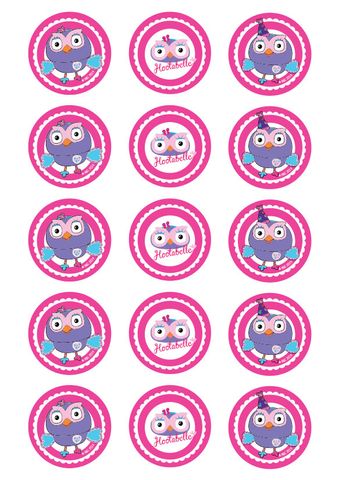 HOOTABELLE 2 INCH/5CM CUPCAKE IMAGE SHEET - 15 PER SHEET