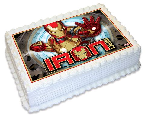 Iron Man Super Hero Edible Icing Wafer cupcake Toppers Birthday