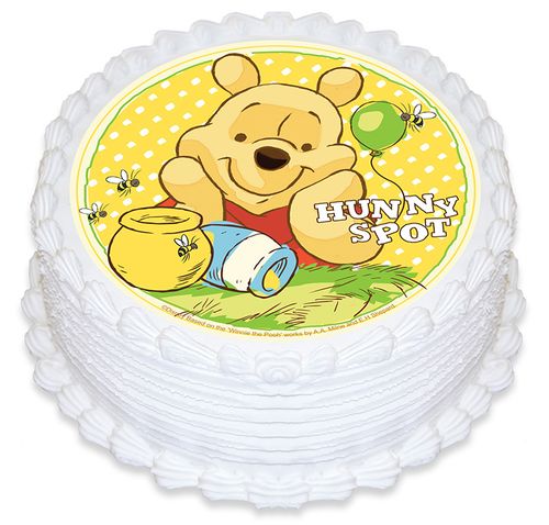 WINNIE THE POOH & BEES ROUND EDIBLE IMAGE - 6.3 INCH / 16CM