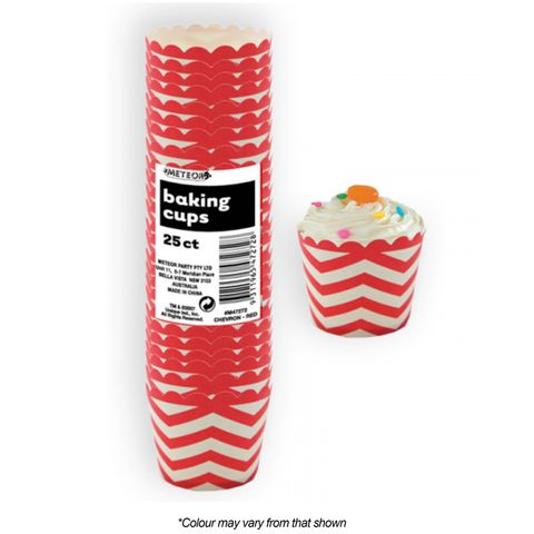 BAKING CUPS | CHEVRON | RED | 25 PACK