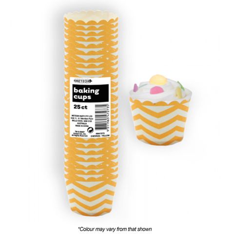 BAKING CUPS | CHEVRON | YELLOW | 25 PACK