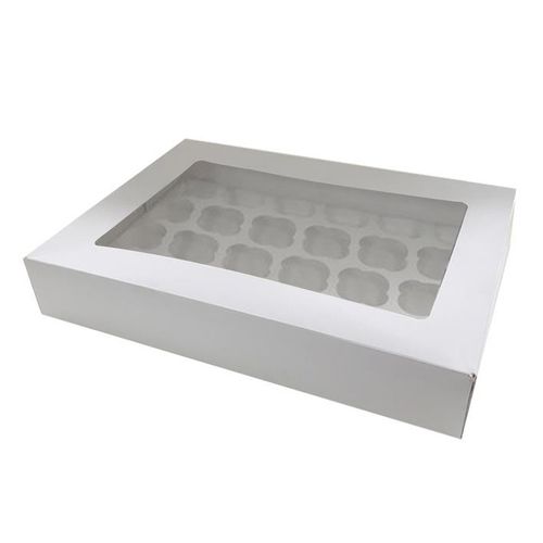 DISPLAY CUPCAKE BOX | 24 HOLES | STANDARD | 3 INCH HIGH | WHITE | UNCOATED CARDBOARD