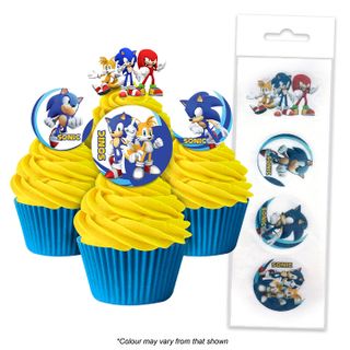 SONIC THE HEDGEHOG | EDIBLE WAFER CUPCAKE TOPPERS | 16 PIECE PACK
