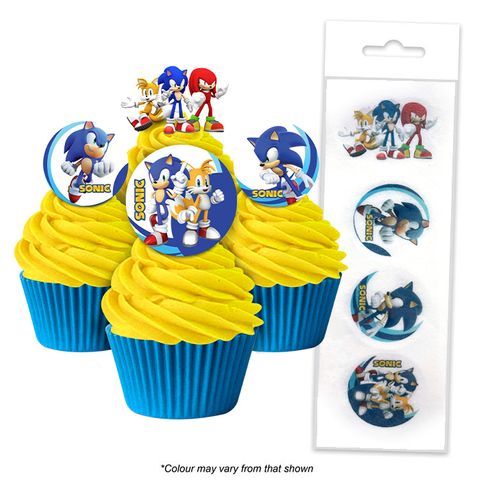 Sonic Cake Toppers, 25 Pcs Sonic Cupcake Toppers, Sonic Theme