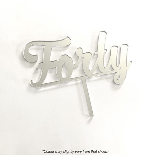 NUMBER FORTY SILVER MIRROR ACRYLIC CAKE TOPPER