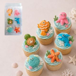 LARGE SEA ANIMAL | SUGAR DECORATIONS | 6 PIECE PACK