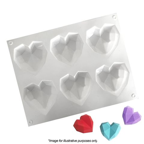 6 MINI 3D GEO HEARTS | SILICONE MOULD