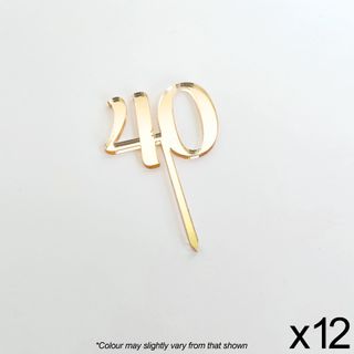 CAKE CRAFT | #40 | 3.5CM | GOLD MIRROR | ACRYLIC CUPCAKE TOPPER | 12 PACK