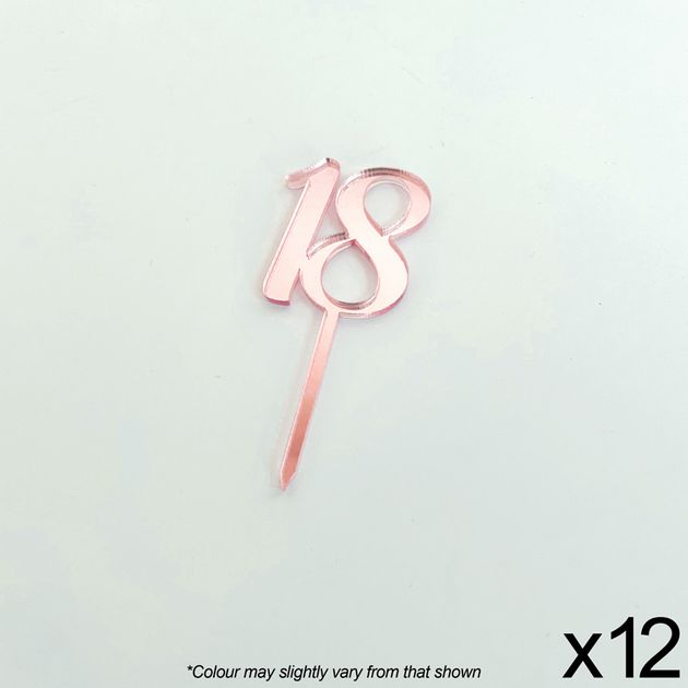 CAKE CRAFT | #18 | 3.5CM | ROSE GOLD MIRROR | ACRYLIC CUPCAKE TOPPER ...