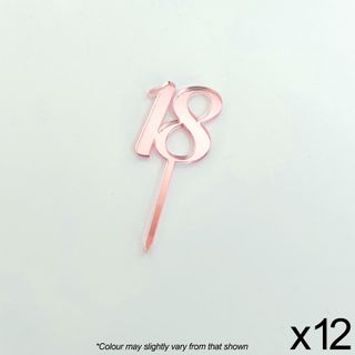 CAKE CRAFT | #18 | 3.5CM | ROSE GOLD MIRROR | ACRYLIC CUPCAKE TOPPER | 12 PACK