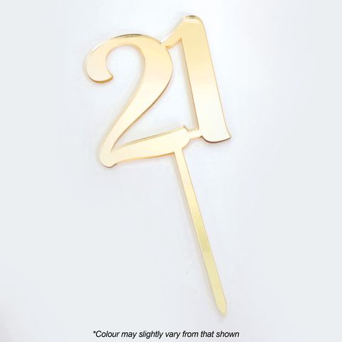 CAKE CRAFT | #21 | 9CM | GOLD MIRROR | ACRYLIC CAKE TOPPER