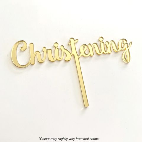 CHRISTENING GOLD MIRROR ACRYLIC CAKE TOPPER