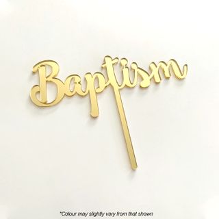 BAPTISM GOLD MIRROR ACRYLIC CAKE TOPPER