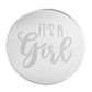 IT’S A GIRL ROUND | SILVER | MIRROR TOPPER | 50 PACK