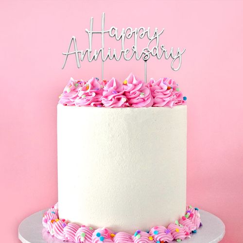 CAKE CRAFT | METAL TOPPER | HAPPY ANNIVERSARY | SILVER