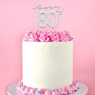 CAKE CRAFT | METAL TOPPER | HAPPY 80TH | SILVER