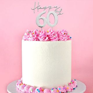 CAKE CRAFT | METAL TOPPER | HAPPY 60TH | SILVER
