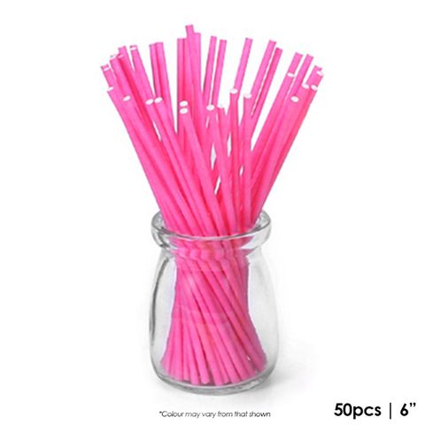 MIXED COLOURS Plastic Lollipop Sticks 15cm (6 inch) - packs of 50