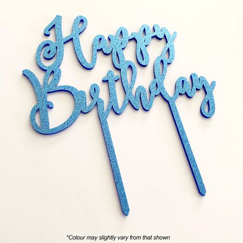 HAPPY BIRTHDAY GOLD MIRROR ACRYLIC CAKE TOPPER