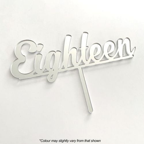 NUMBER EIGHTEEN SILVER MIRROR ACRYLIC CAKE TOPPER