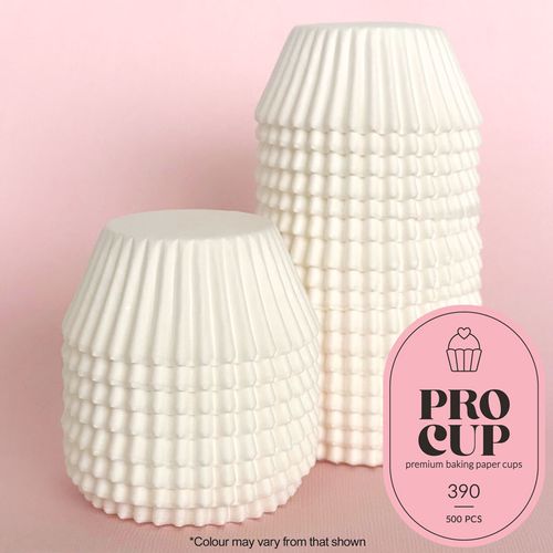 390 BAKING CUPS - WHITE - 500 PIECE PACK
