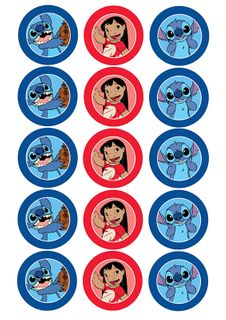 LILO & STITCH - 2 INCH/5CM CUPCAKE IMAGE SHEET - 15 PER SHEET