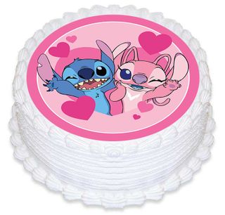 STITCH & ANGEL - ROUND EDIBLE ICING IMAGE - 6.3 INCH / 16CM
