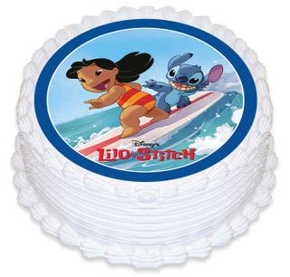 LILO & STITCH - ROUND EDIBLE ICING IMAGE - 6.3 INCH / 16CM