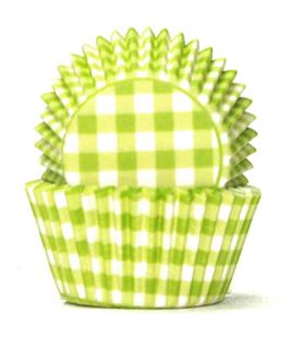 408 BAKING CUPS - LIME GREEN GINGHAM - 100 PIECE PACK