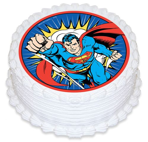 SUPERMAN - ROUND EDIBLE ICING IMAGE - 6.3 INCH / 16CM