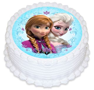 DISNEY FROZEN - ROUND ANNA/ELSA EDIBLE ICING IMAGE - 6.3 INCH / 16CM