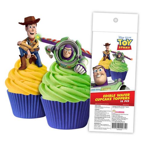 TOY STORY - EDIBLE WAFER CUPCAKE TOPPERS - BUZZ & WOODY - 16 PIECE PACK - BB 03/24