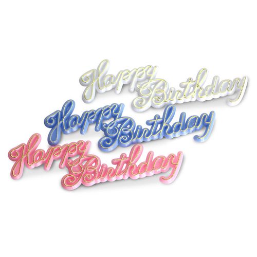 HAPPY BIRTHDAY SCRIPT (ASSORTED 3 COLOURS) 144 PIECE PACK