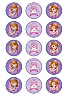 DISNEY SOFIA THE FIRST - PRINCESS SOFIA 2 INCH/5CM CUPCAKE IMAGE SHEET - 15 PER SHEET