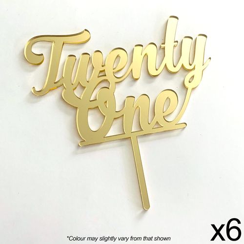 CAKE CRAFT | TWENTY ONE | GOLD MIRROR | ACRYLIC TOPPER | 6 PACK