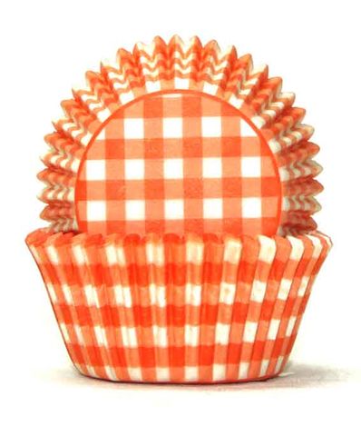 700 BAKING CUPS - ORANGE GINGHAM - 100 PIECE PACK