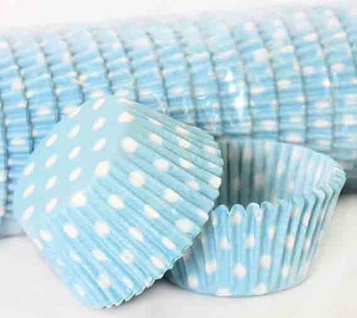 700 BAKING CUPS - PASTEL BLUE POLKA DOTS - 500 PIECE PACK