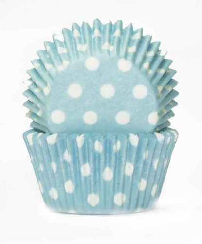 408 BAKING CUPS - PASTEL BLUE POLKA DOTS - 100 PIECE PACK