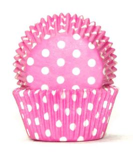700 BAKING CUPS - PASTEL PINK POLKA DOTS - 100 PIECE PACK
