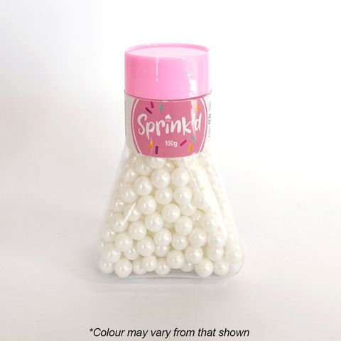 SPRINK'D | 8MM SUGAR BALLS PEARL | WHITE | 100G