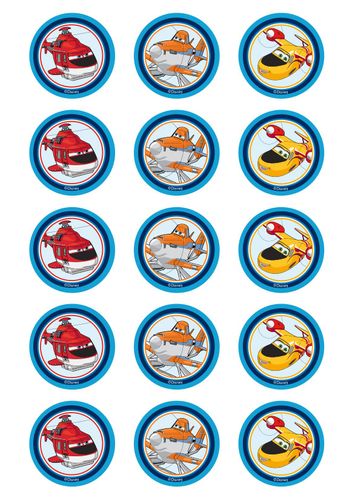 DISNEY PLANES 2 INCH/5CM CUPCAKE IMAGE SHEET - 15 PER SHEET