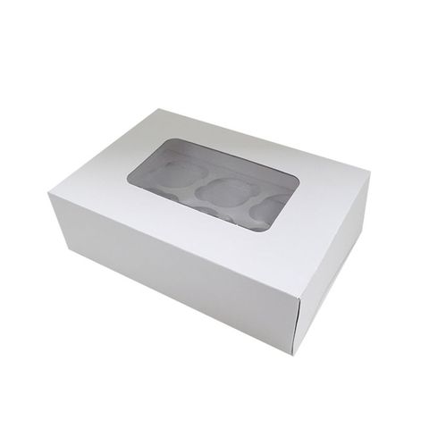DISPLAY CUPCAKE BOX | 6 HOLES | STANDARD | 3 INCH HIGH | WHITE | UNCOATED CARDBOARD