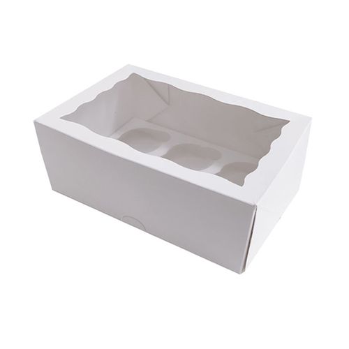 DISPLAY CUPCAKE BOX | 6 HOLES | STANDARD | 3 INCH HIGH | WHITE | UNCOATED CARDBOARD