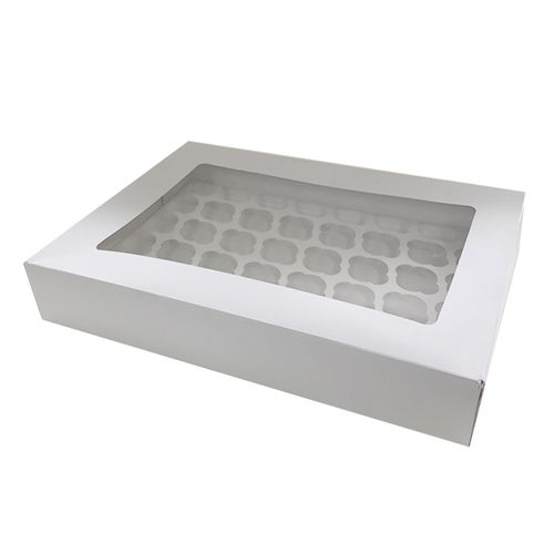 DISPLAY CUPCAKE BOX | 48 HOLES | MINI | WHITE | UNCOATED CARDBOARD