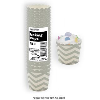 BAKING CUPS | CHEVRON | SILVER | 25 PACK